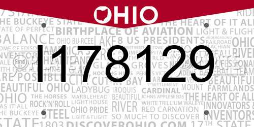 I178129 Ohio License Plate