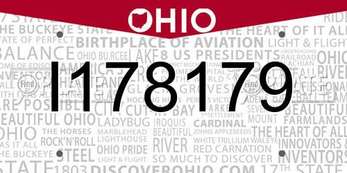 I178179 Ohio License Plate