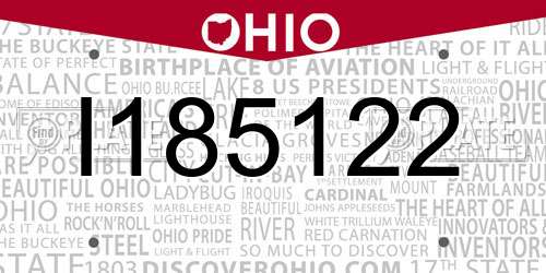 I185122 Ohio License Plate