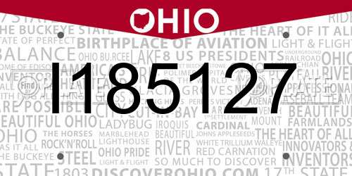 I185127 Ohio License Plate