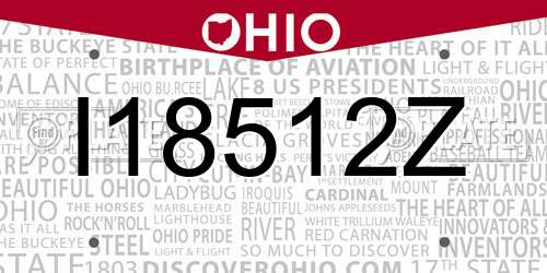 I18512Z Ohio License Plate