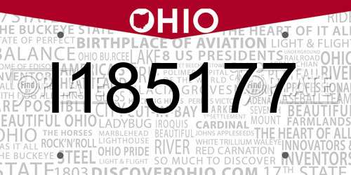 I185177 Ohio License Plate