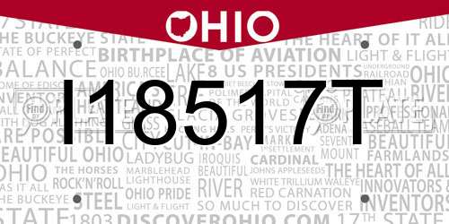 I18517T Ohio License Plate