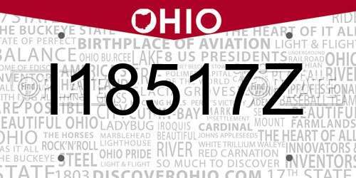 I18517Z Ohio License Plate