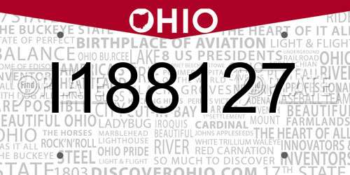 I188127 Ohio License Plate