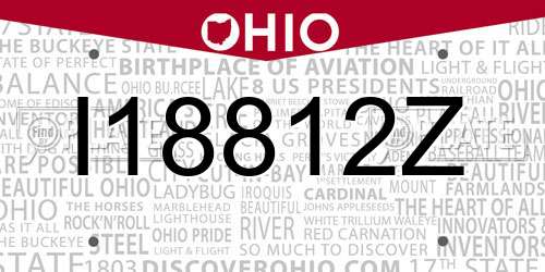 I18812Z Ohio License Plate
