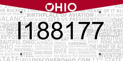 I188177 Ohio License Plate