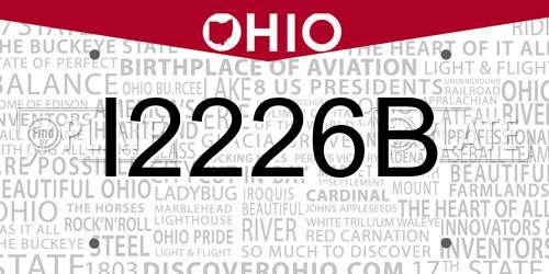 I2226B Ohio License Plate
