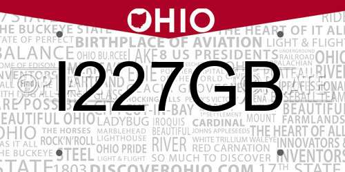 I227GB Ohio License Plate