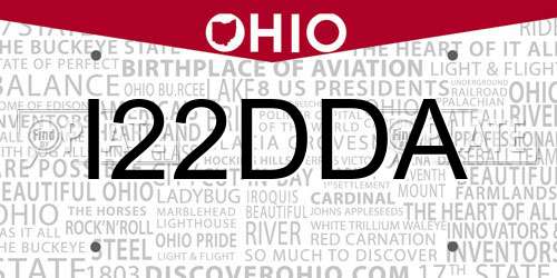 I22DDA Ohio License Plate