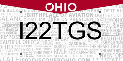 I22TGS Ohio License Plate