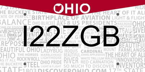 I22ZGB Ohio License Plate