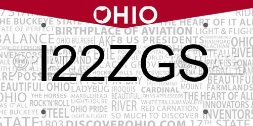 I22ZGS Ohio License Plate
