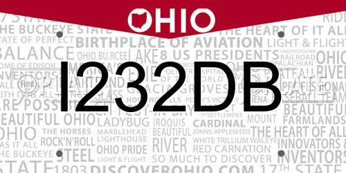 I232DB Ohio License Plate