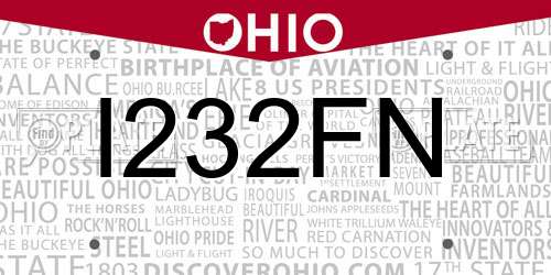I232FN Ohio License Plate