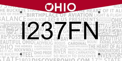 I237FN Ohio License Plate