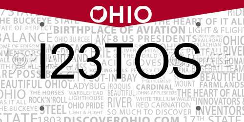 I23TOS Ohio License Plate