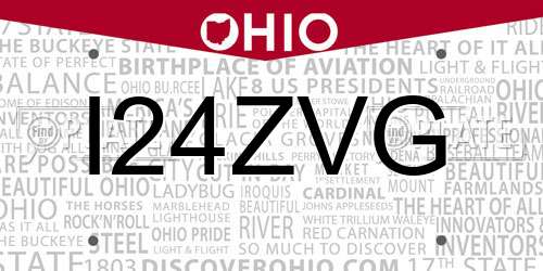 I24ZVG Ohio License Plate