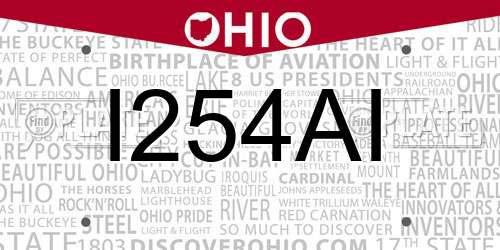 I254AI Ohio License Plate