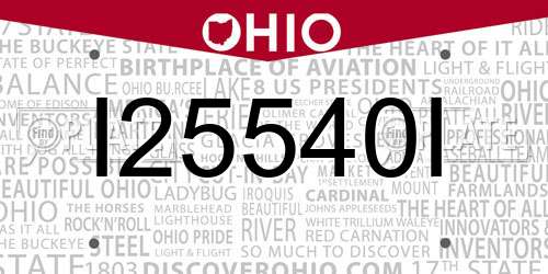 I25540I Ohio License Plate