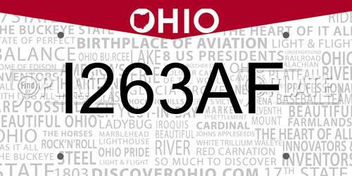 I263AF Ohio License Plate