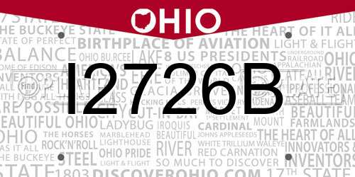 I2726B Ohio License Plate