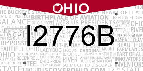 I2776B Ohio License Plate