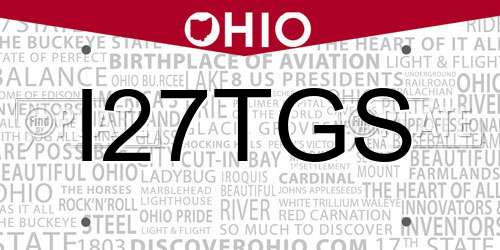 I27TGS Ohio License Plate