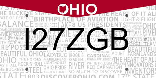 I27ZGB Ohio License Plate