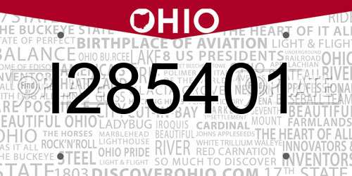 I285401 Ohio License Plate