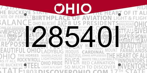 I28540I Ohio License Plate