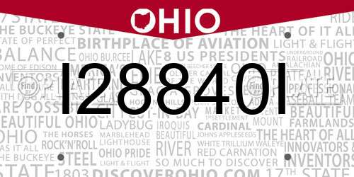 I28840I Ohio License Plate