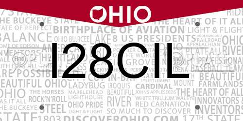 I28CIL Ohio License Plate