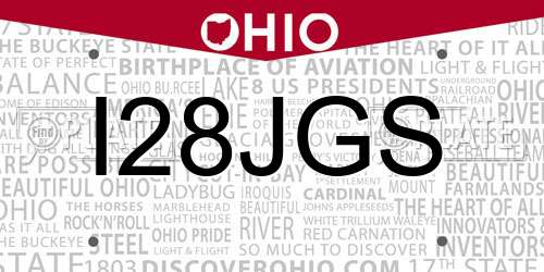 I28JGS Ohio License Plate