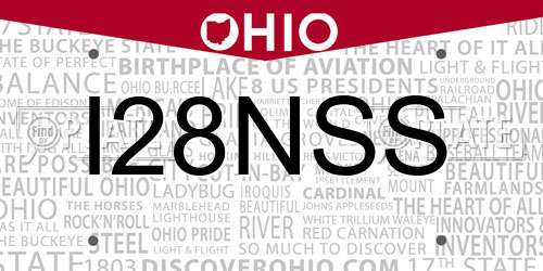 I28NSS Ohio License Plate