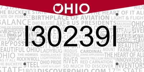 I30239I Ohio License Plate