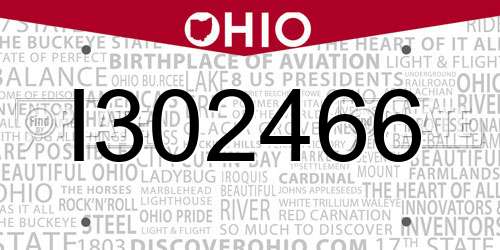 I302466 Ohio License Plate
