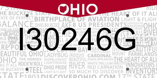 I30246G Ohio License Plate