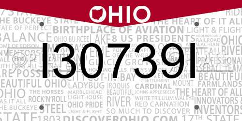 I30739I Ohio License Plate