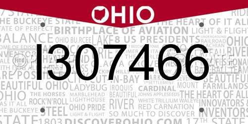 I307466 Ohio License Plate