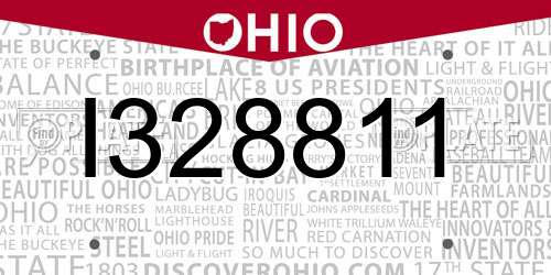 I328811 Ohio License Plate