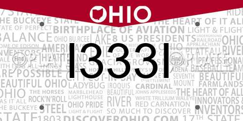 I333I Ohio License Plate