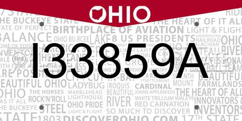 I33859A Ohio License Plate