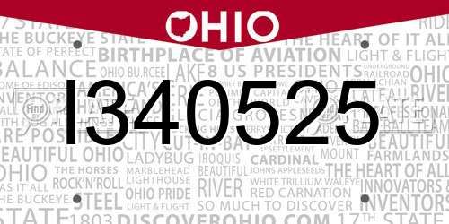 I340525 Ohio License Plate