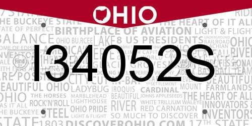 I34052S Ohio License Plate