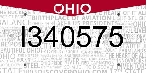 I340575 Ohio License Plate