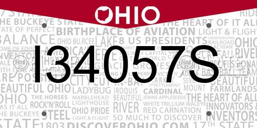 I34057S Ohio License Plate