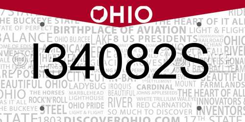 I34082S Ohio License Plate