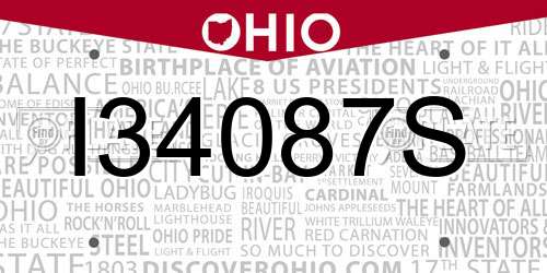 I34087S Ohio License Plate