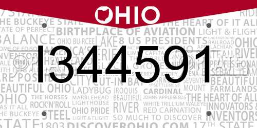 I344591 Ohio License Plate